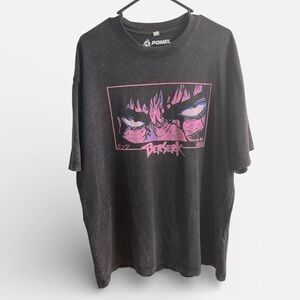 Berserk Guts Anime Graphic T-Shirt Mens XL Black Acid Wash Heavyweight Cotton